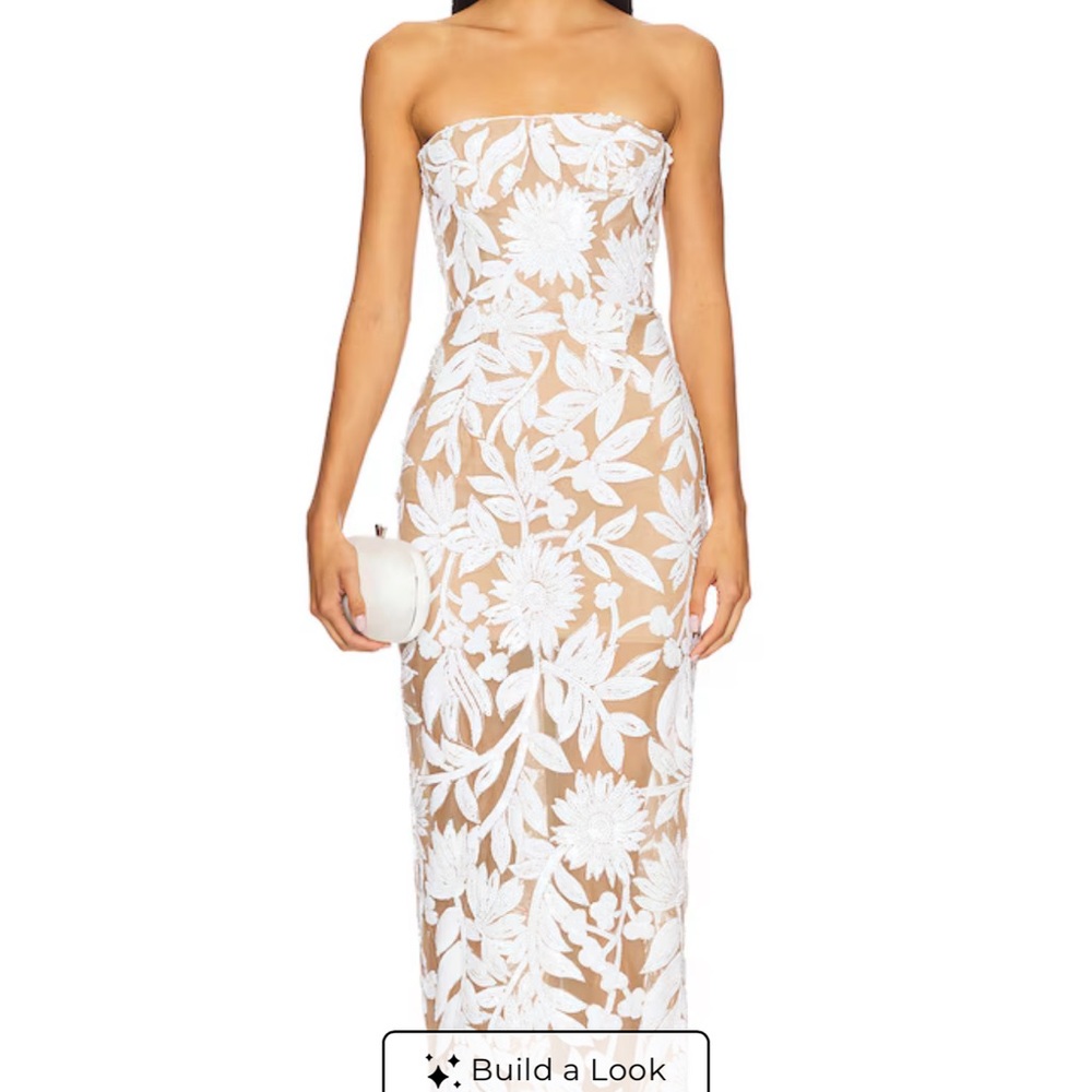Bronx and Banco Strapless White Floral Dress